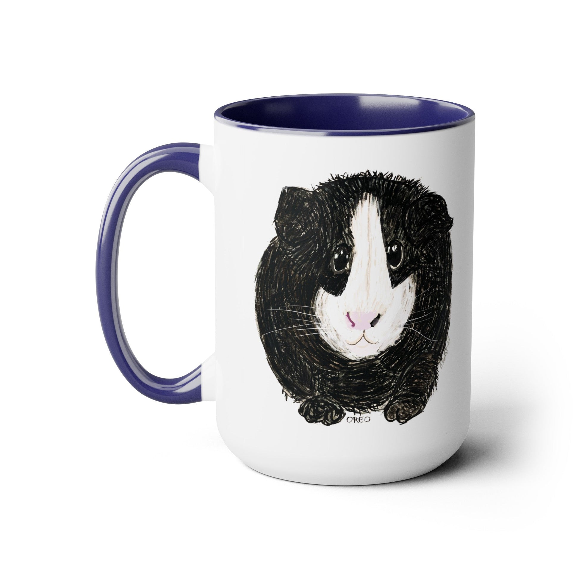 Oreo- Guinea Pig Two-Tone Coffee Mugs, 15oz - Blue Cava