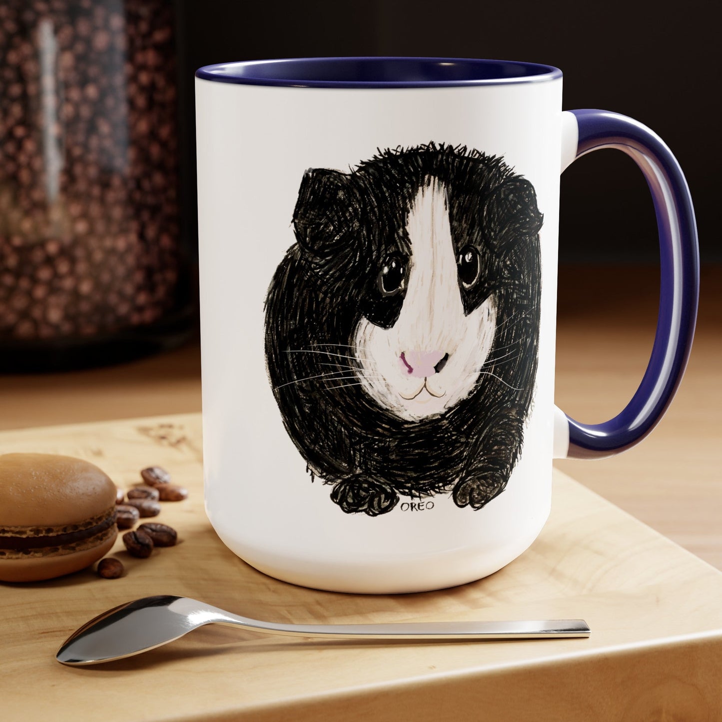 Oreo- Guinea Pig Two-Tone Coffee Mugs, 15oz - Blue Cava