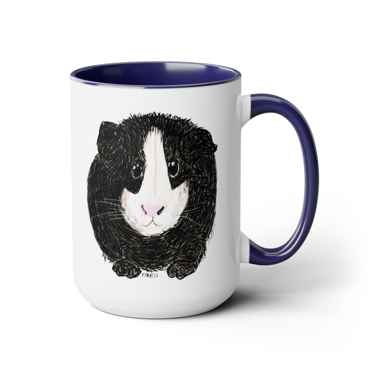 Oreo- Guinea Pig Two-Tone Coffee Mugs, 15oz - Blue Cava