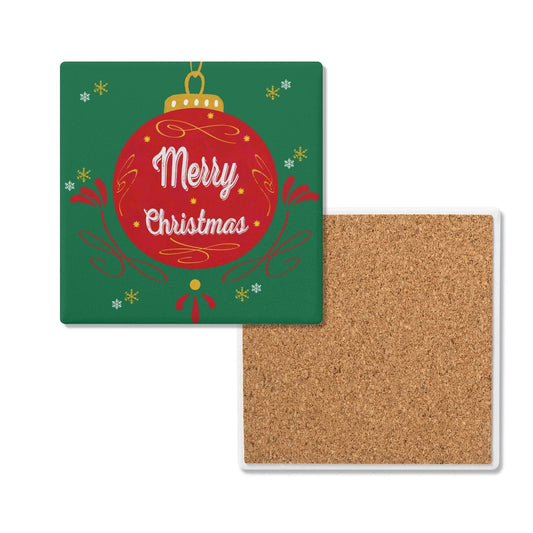 Ornament Christmas Square Ceramic Coasters - Blue Cava