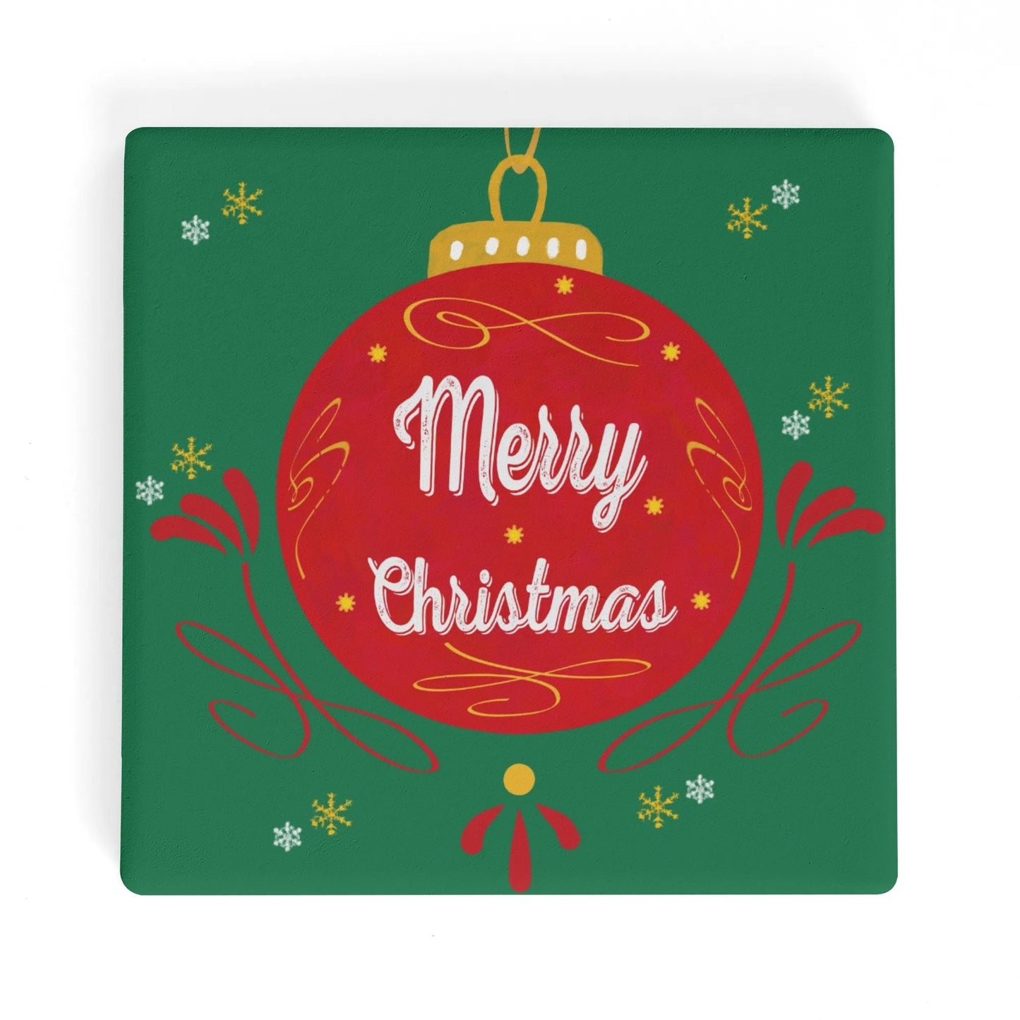 Ornament Christmas Square Ceramic Coasters - Blue Cava