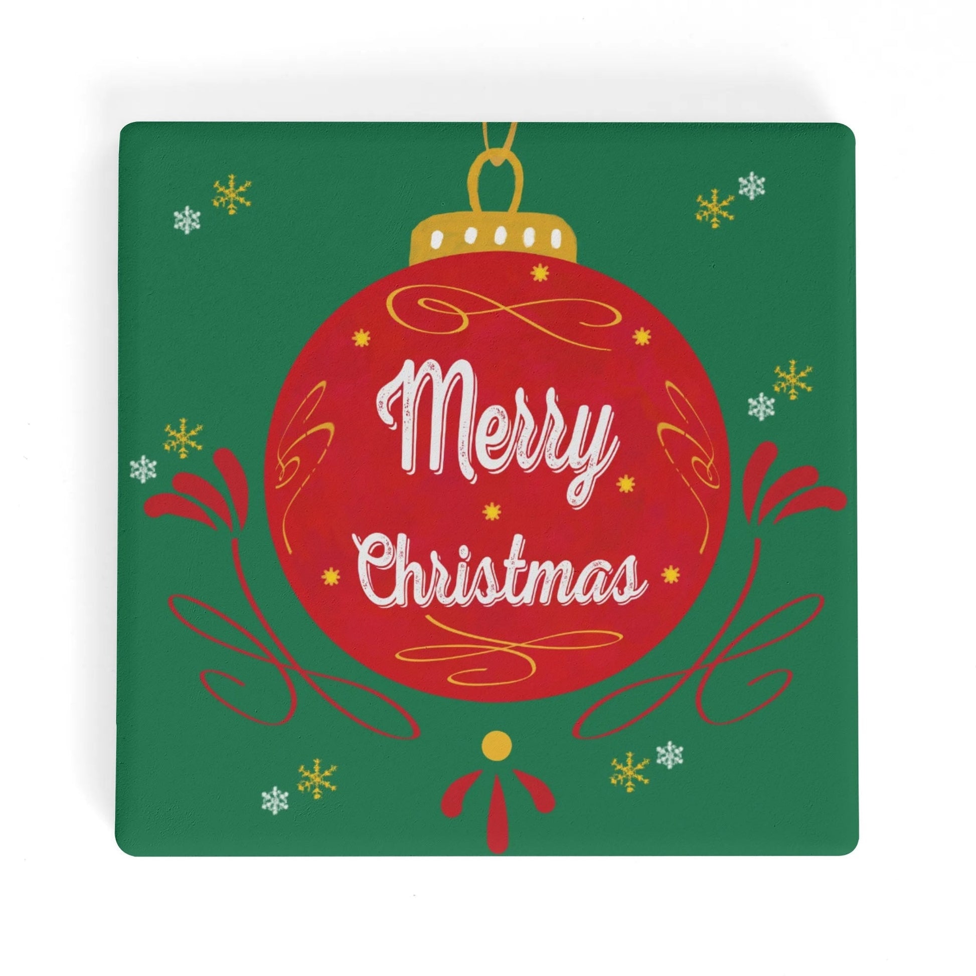 Ornament Christmas Square Ceramic Coasters - Blue Cava