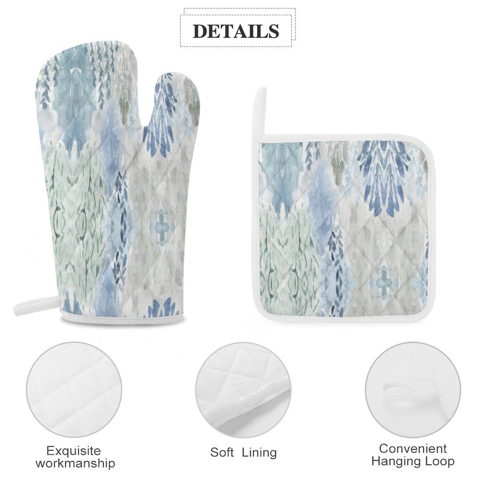 Oven Mitt & Pad Set of 3 - Blue Cava