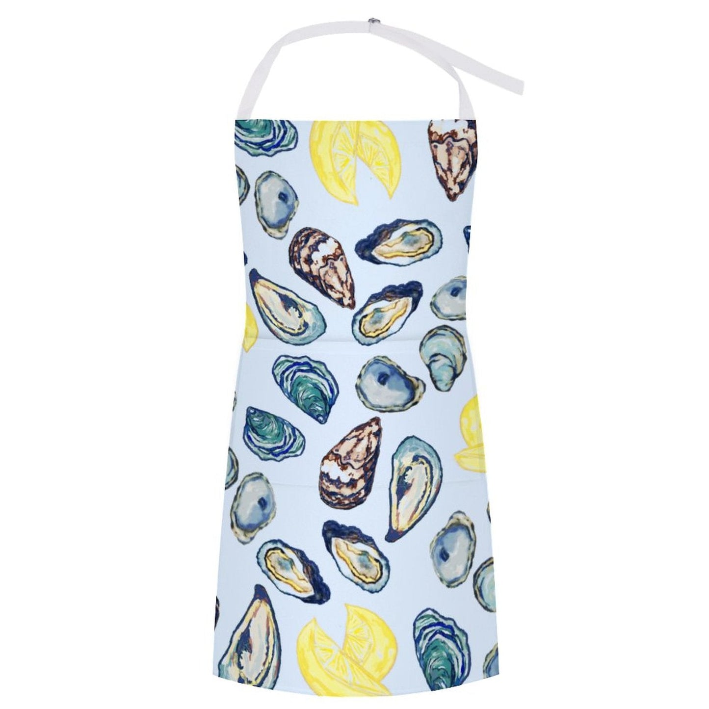 Oyster and Lemons Apron with Pocket - Blue Cava