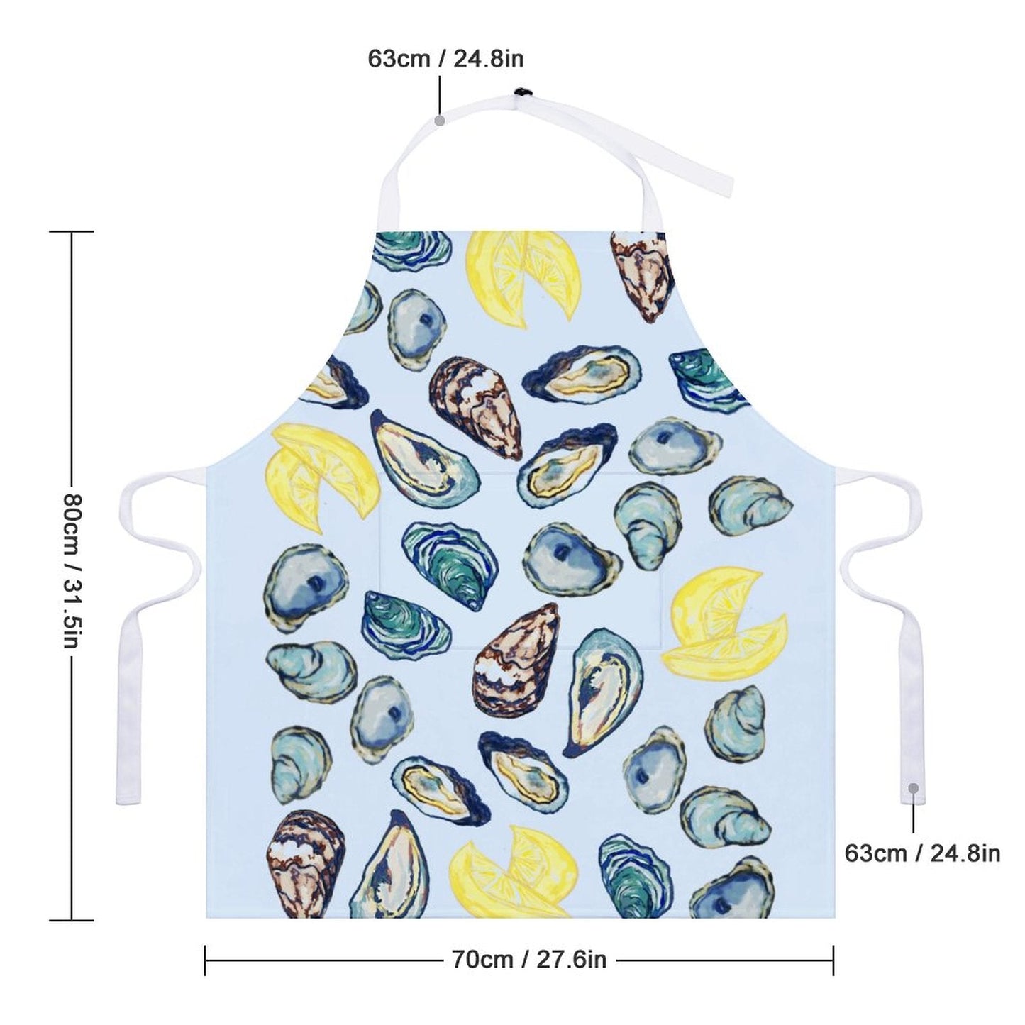 Oyster and Lemons Apron with Pocket - Blue Cava