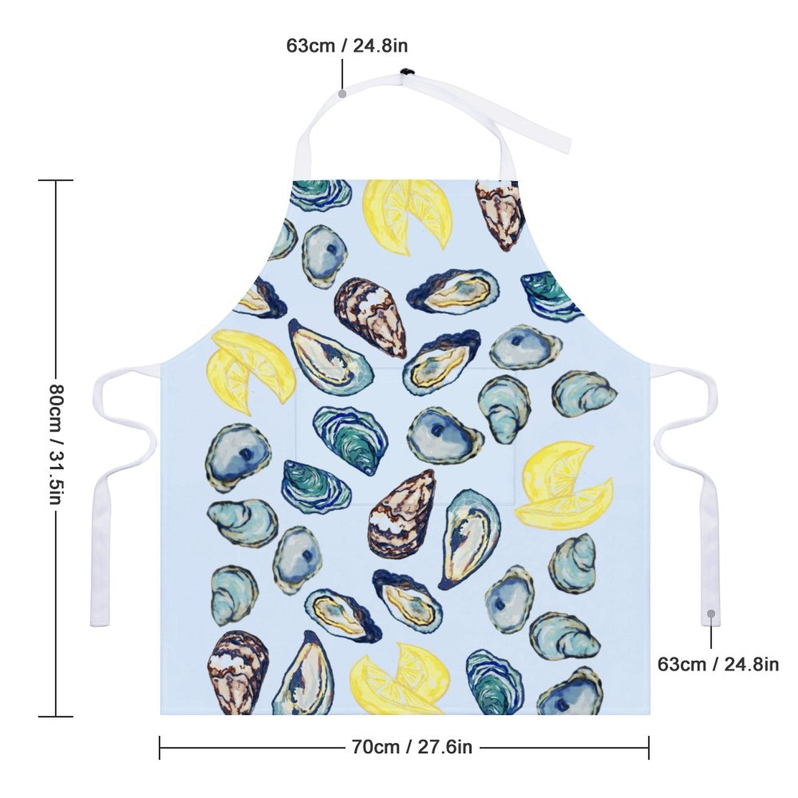 Oyster and Lemons Apron with Pocket - Blue Cava