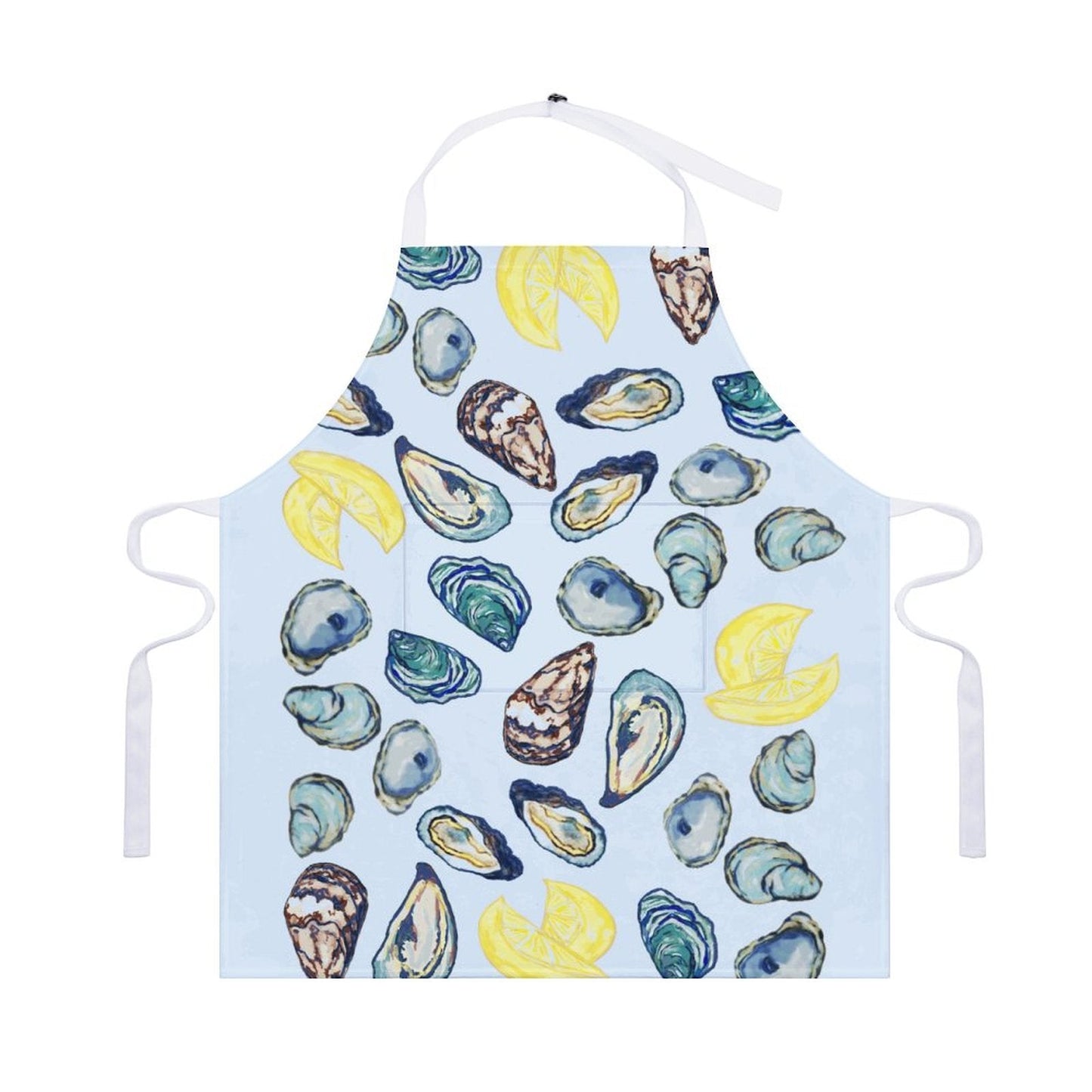 Oyster and Lemons Apron with Pocket - Blue Cava