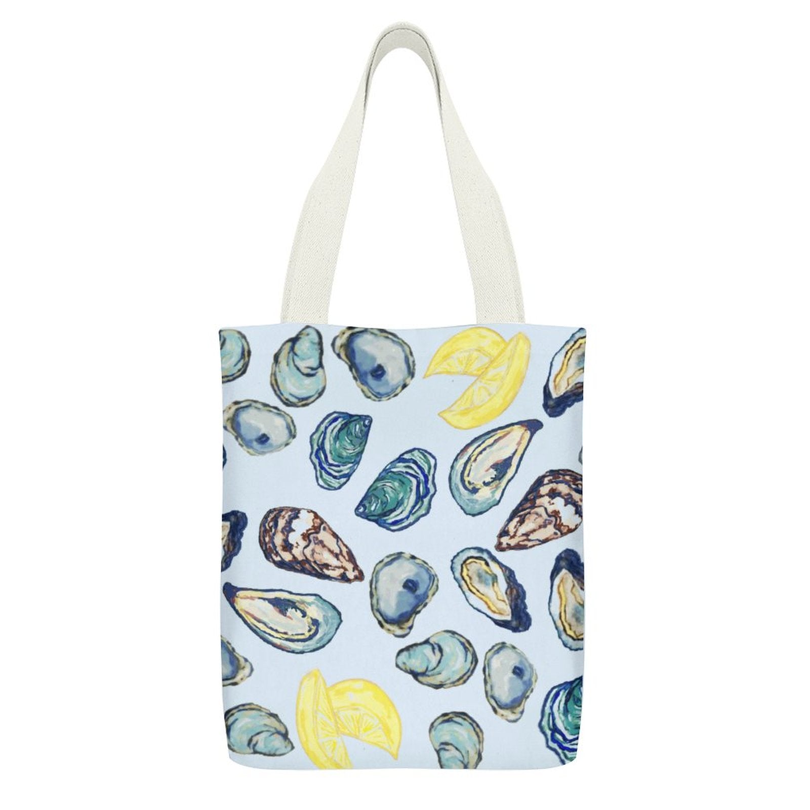 Oyster Canvas Material Tote Bags with Interior Pocket (Dual - sided Printing) - Blue Cava