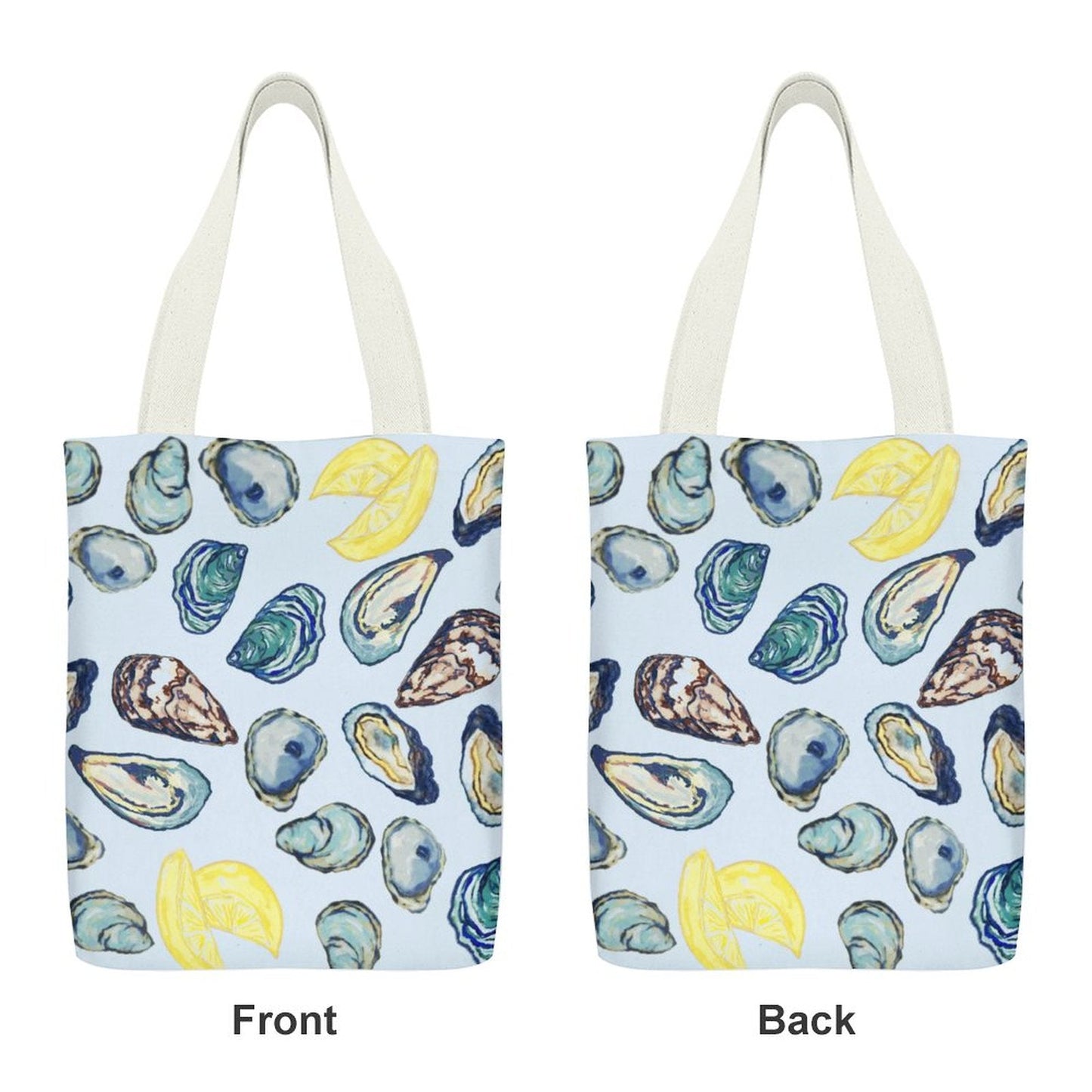 Oyster Canvas Material Tote Bags with Interior Pocket (Dual - sided Printing) - Blue Cava