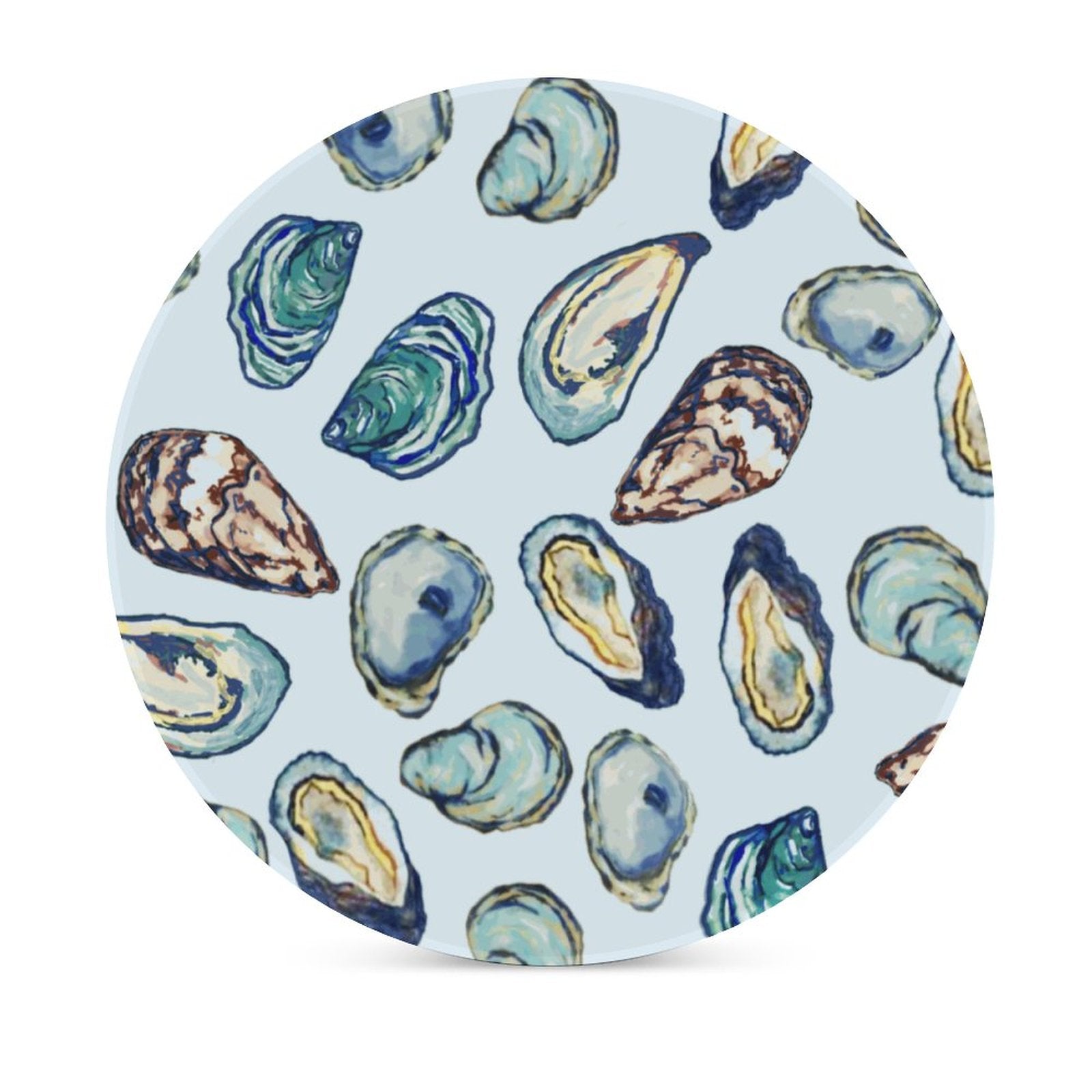 Oyster Round Ceramic Coaster - Blue Cava