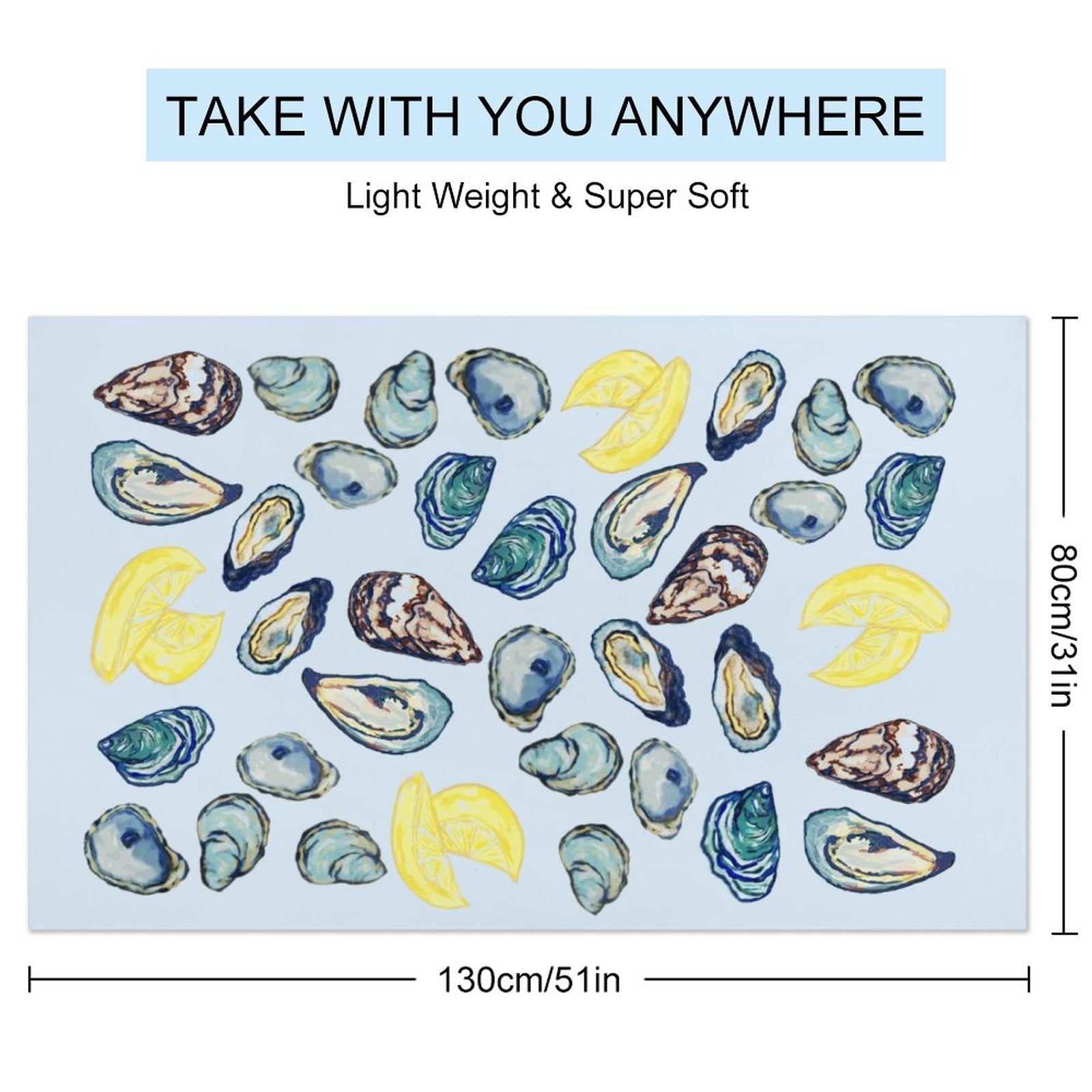 Oysters And Lemons Beach Towel - Blue Cava