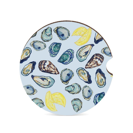 Oysters and Lemons Car Coaster - Blue Cava