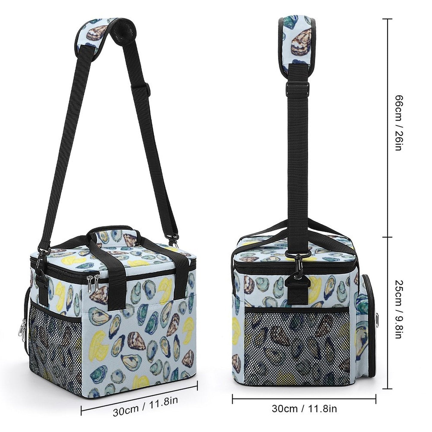 Oysters and Lemons Collapsible Insulated Cooler Bag - Blue Cava