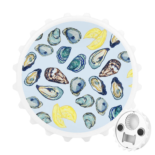 Oysters and Lemons Magnetic Bottle Opener - Blue Cava