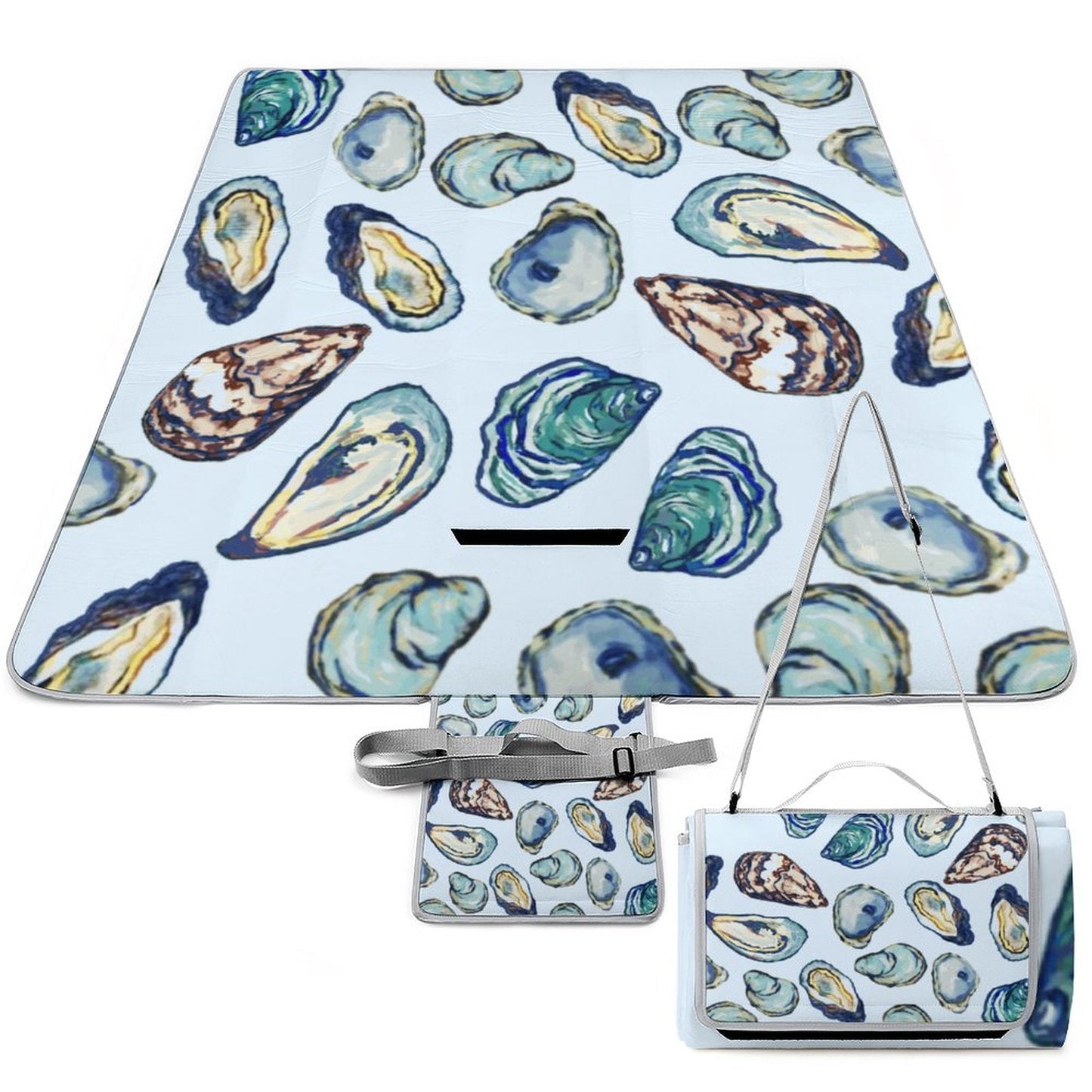 Oysters Picnic Mat - Blue Cava