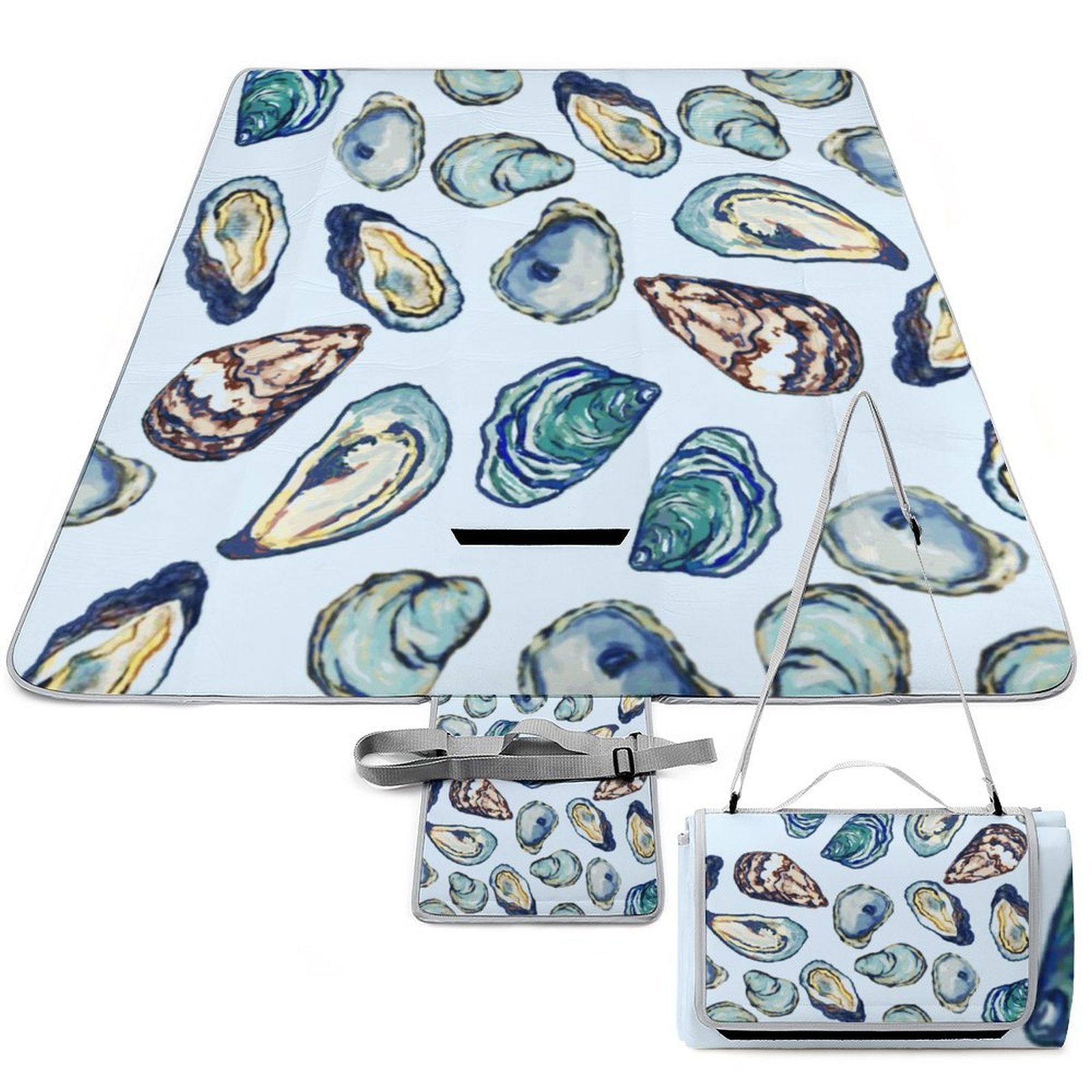 Oysters Picnic Mat - Blue Cava