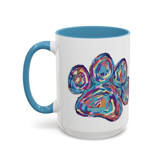 Paw Print Accent Coffee Mug (11oz & 15oz) - Blue Cava