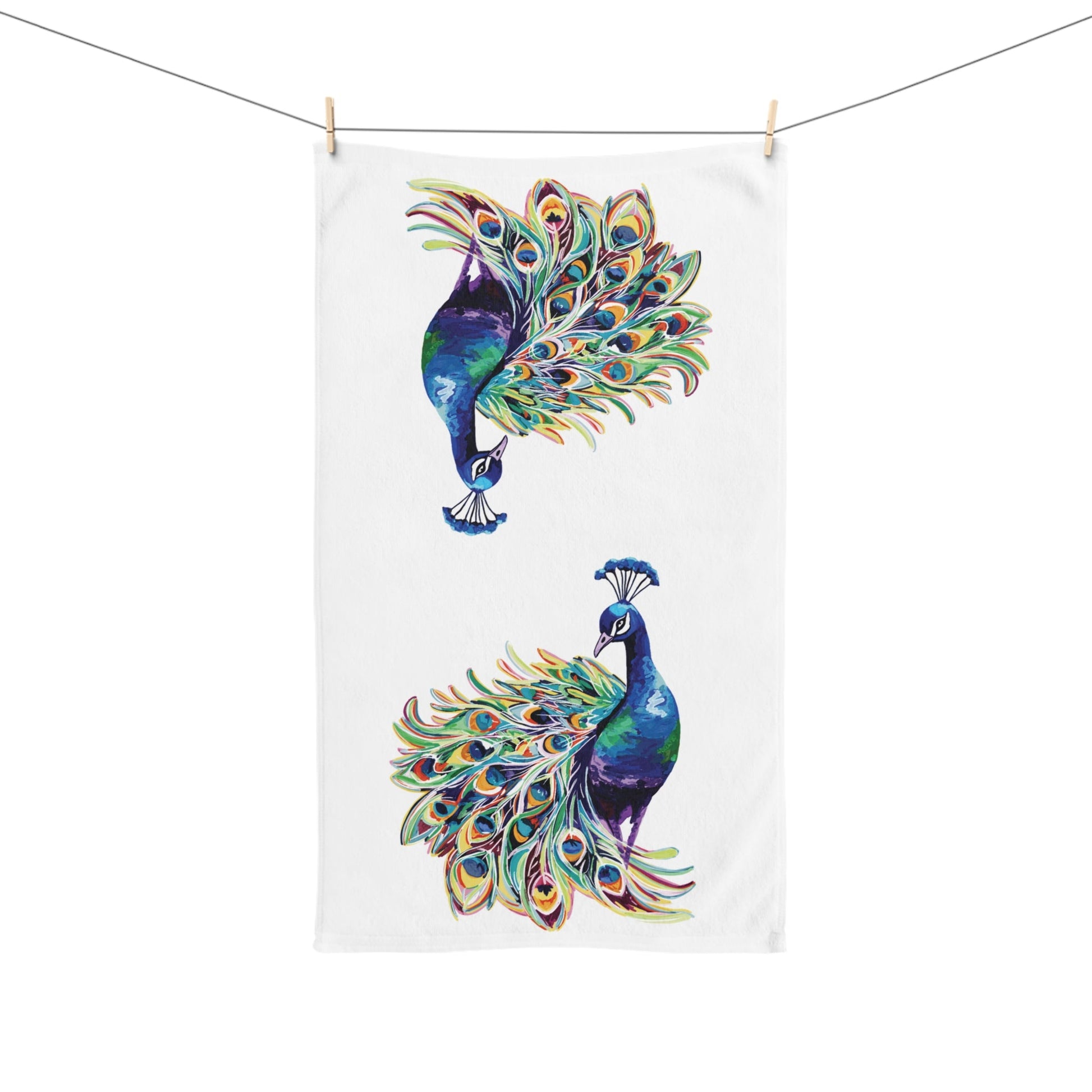 Peacock Hand Towel (Poly/Cotton) - Blue Cava