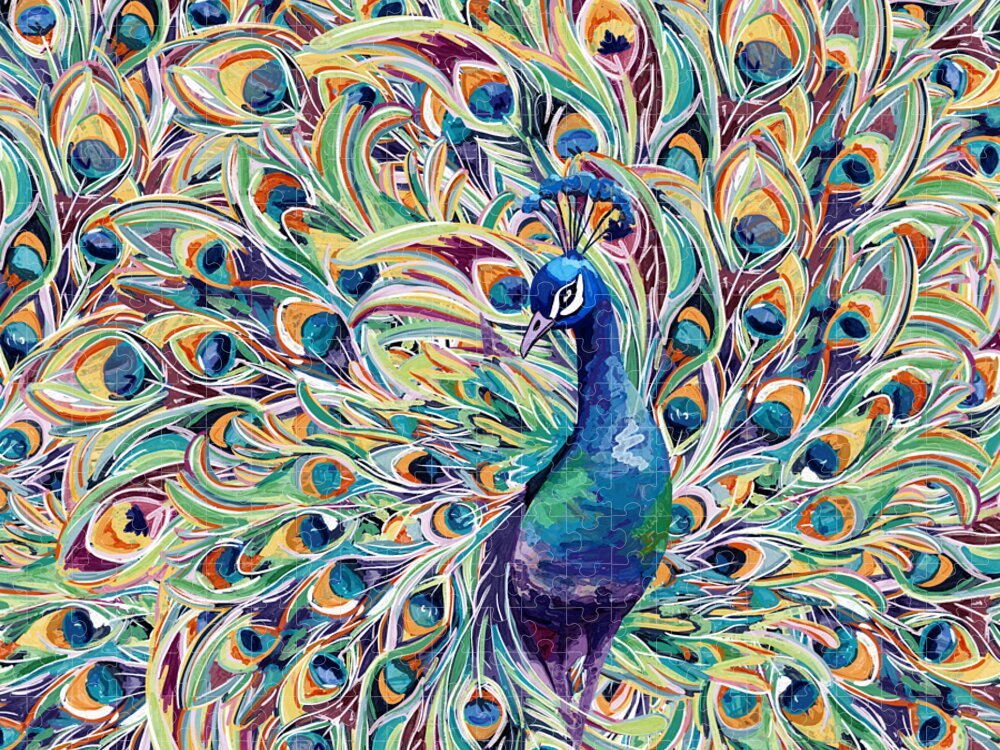 Peacock II - Puzzle - Blue Cava