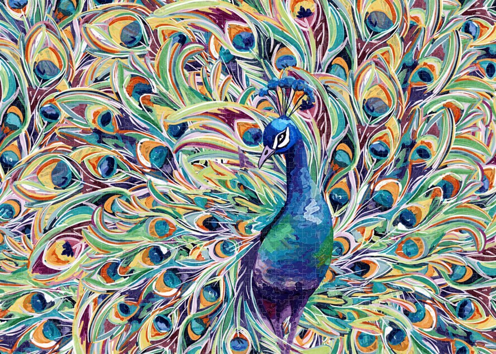 Peacock II - Puzzle - Blue Cava