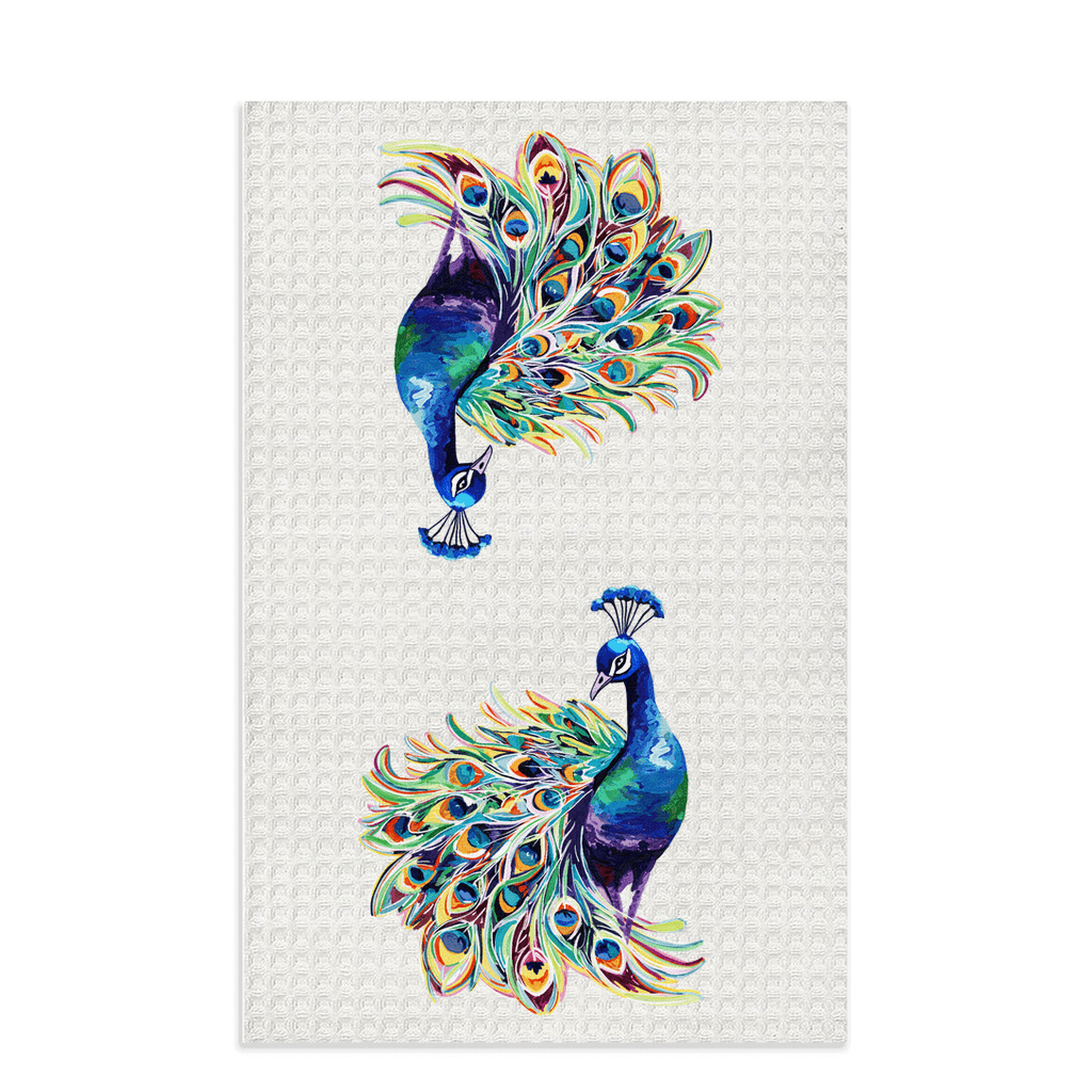 Peacock Microfiber Waffle Towel - Blue Cava