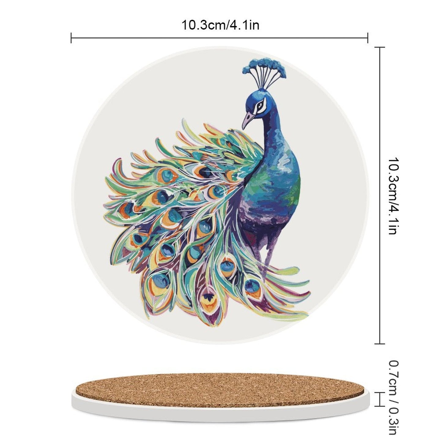 Peacock Round Ceramic Coaster Sets - Blue Cava