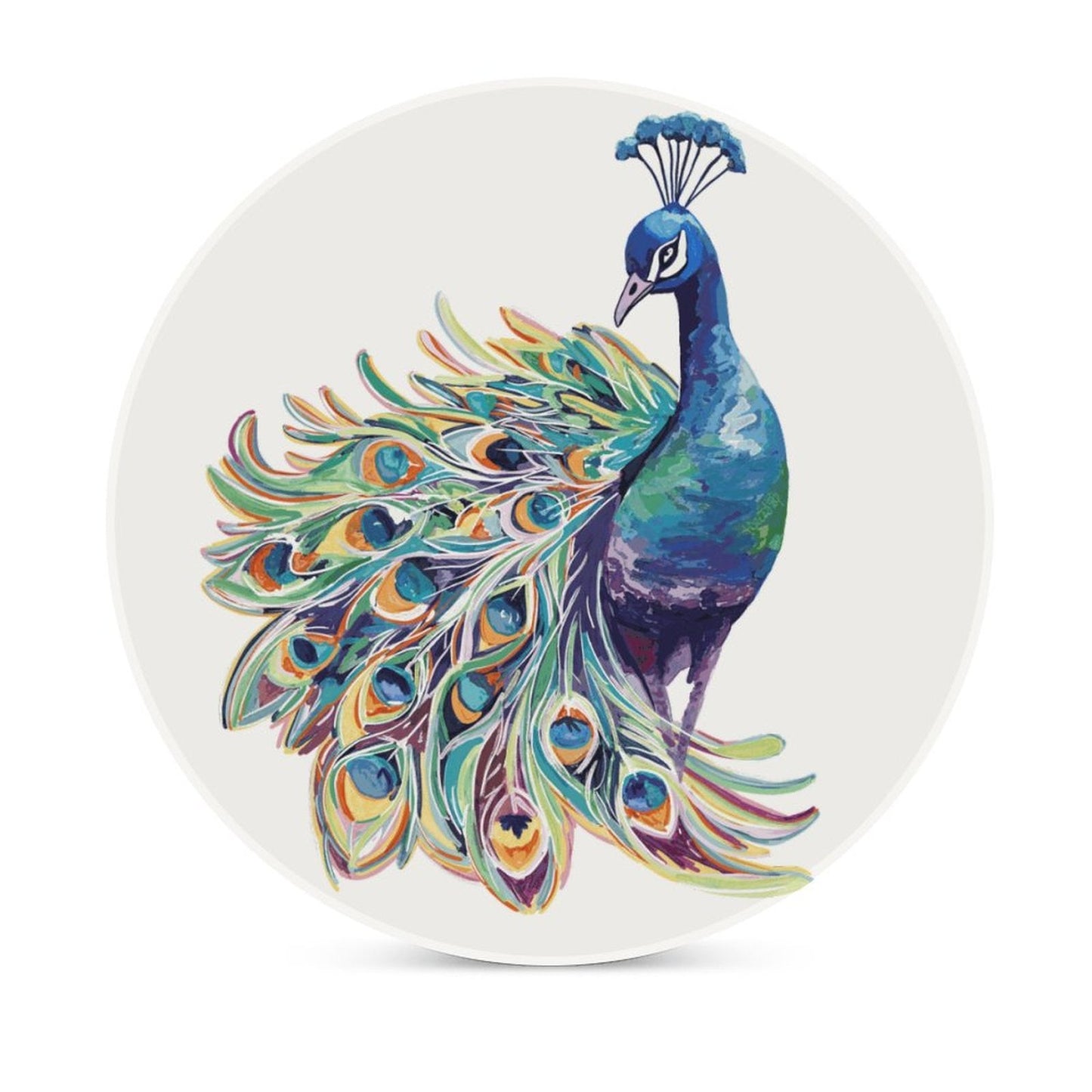 Peacock Round Ceramic Coaster Sets - Blue Cava