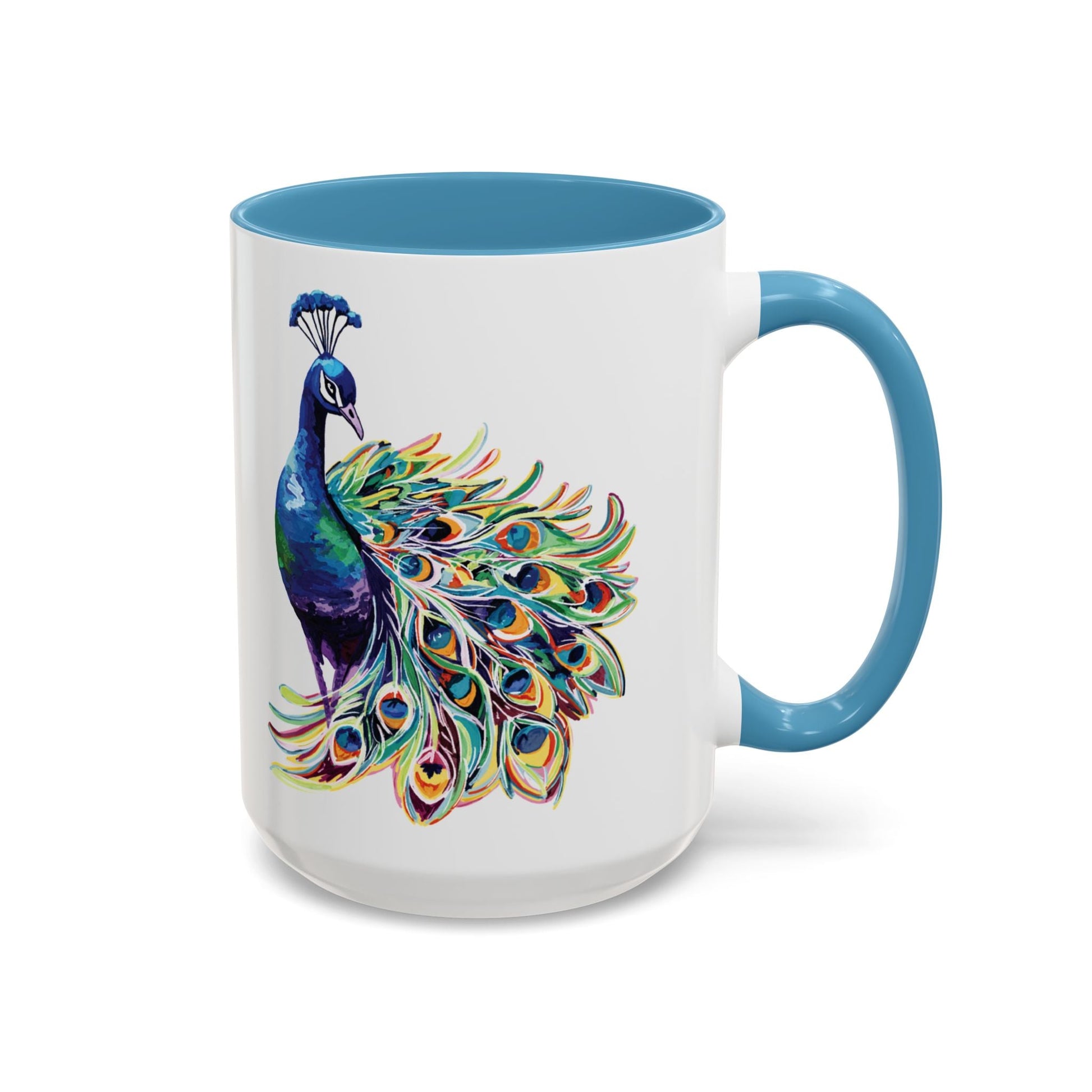 Peacock Two Tone Coffee Mugs (11oz & 15oz) - Blue Cava