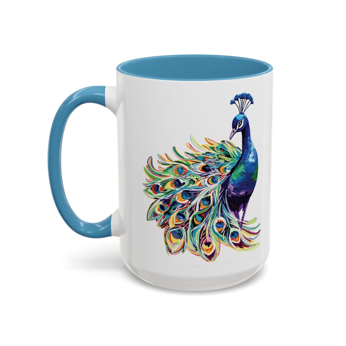 Peacock Two Tone Coffee Mugs (11oz & 15oz) - Blue Cava