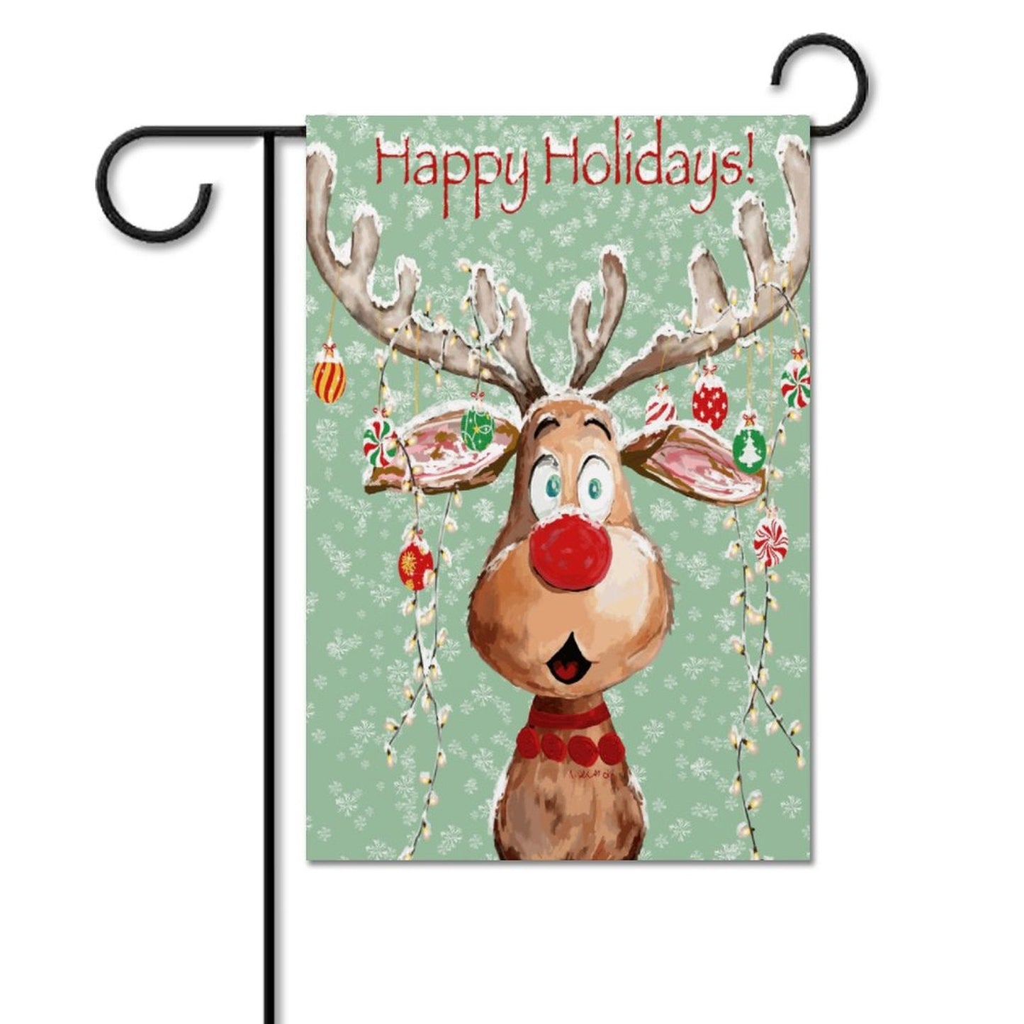 "Pedro" Happy Holidays Garden Flag (2 Sides) - 12"x18" - Blue Cava