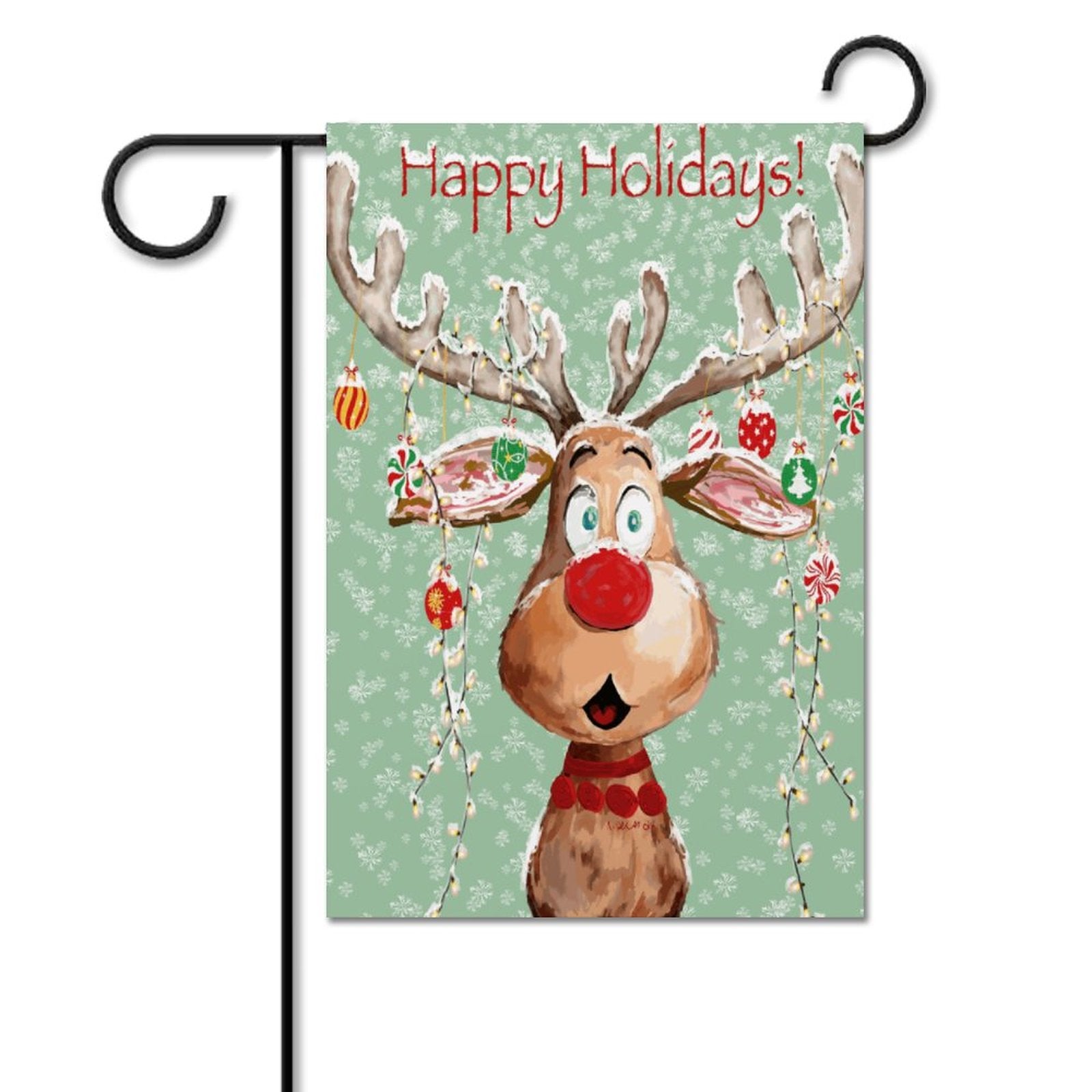 "Pedro" Happy Holidays Garden Flag (2 Sides) - 12"x18" - Blue Cava