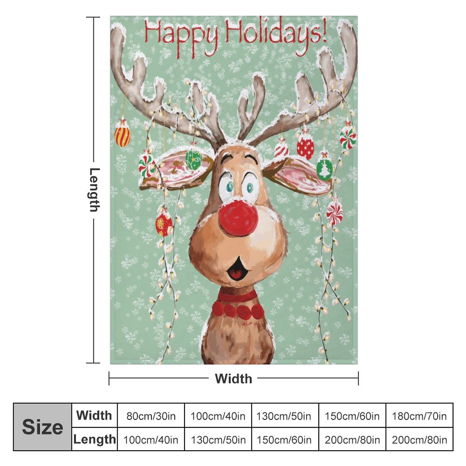 "Pedro" Reindeer Blanket - 30"x40" (Dual - sided Printing) - Blue Cava