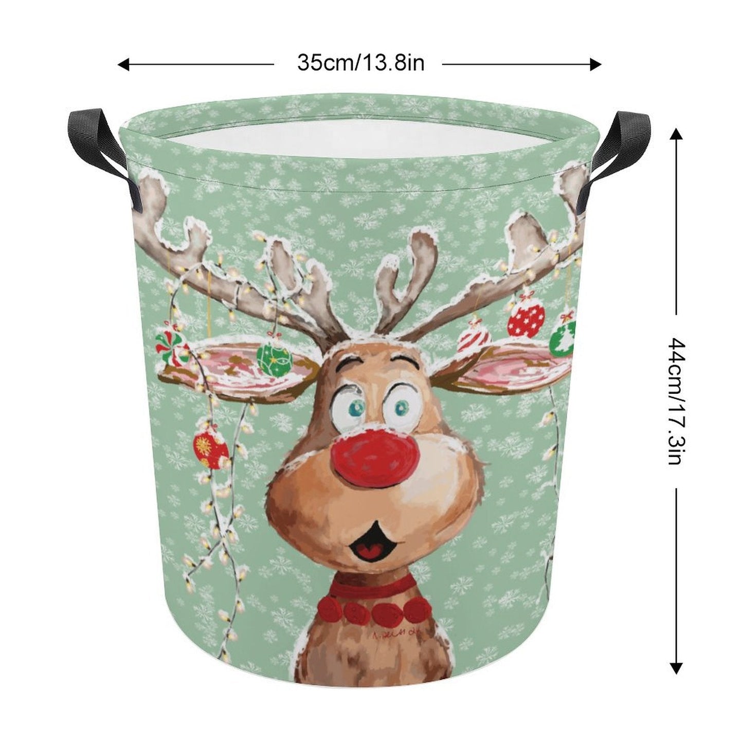 "Pedro" Reindeer Collapsible Laundry Basket - Blue Cava