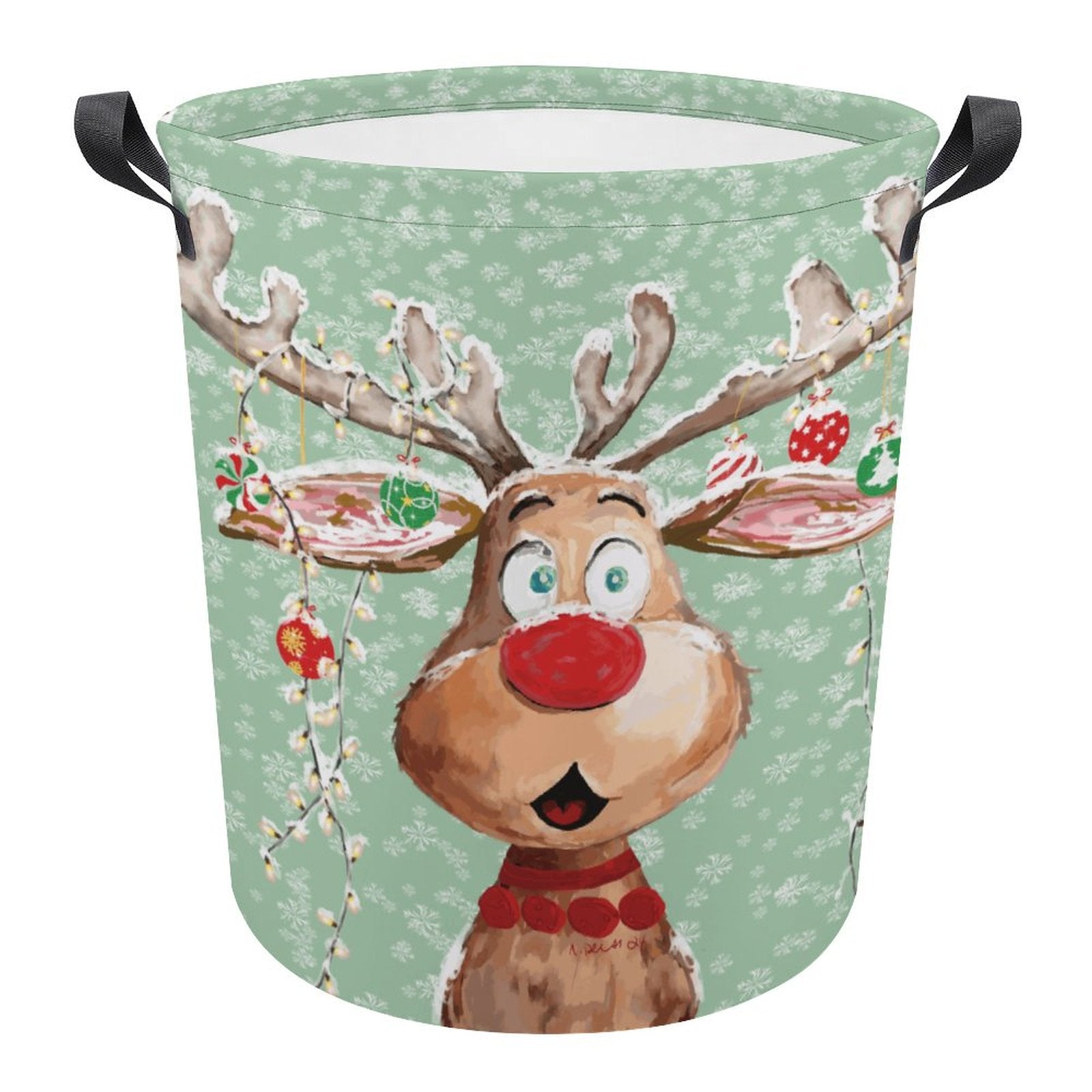 "Pedro" Reindeer Collapsible Laundry Basket - Blue Cava