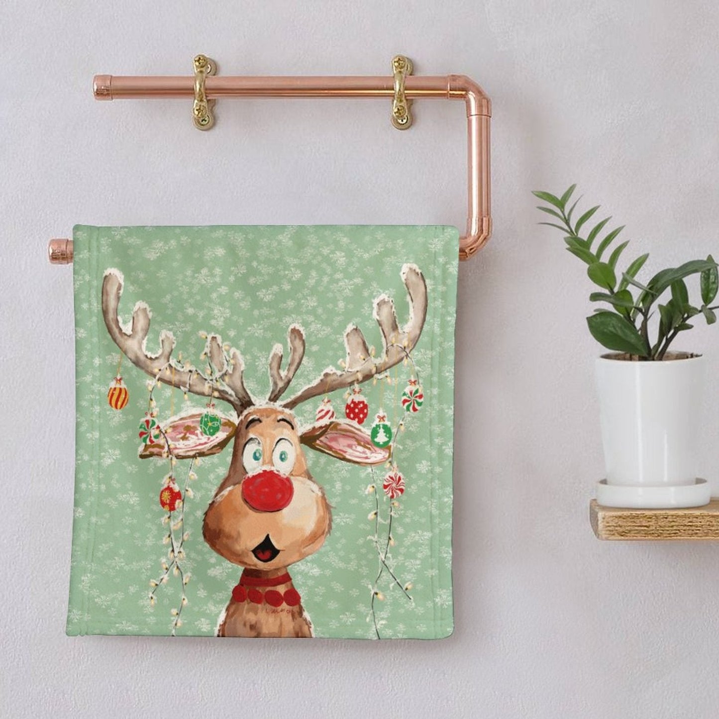 "Pedro" Reindeer Hand Towel - Blue Cava