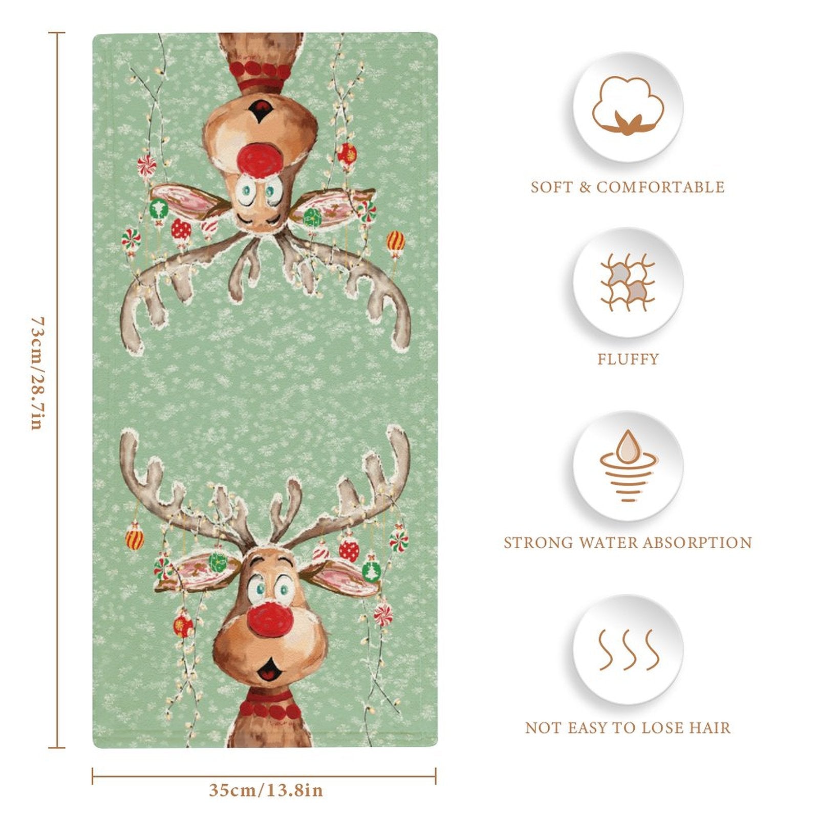 "Pedro" Reindeer Hand Towel - Blue Cava