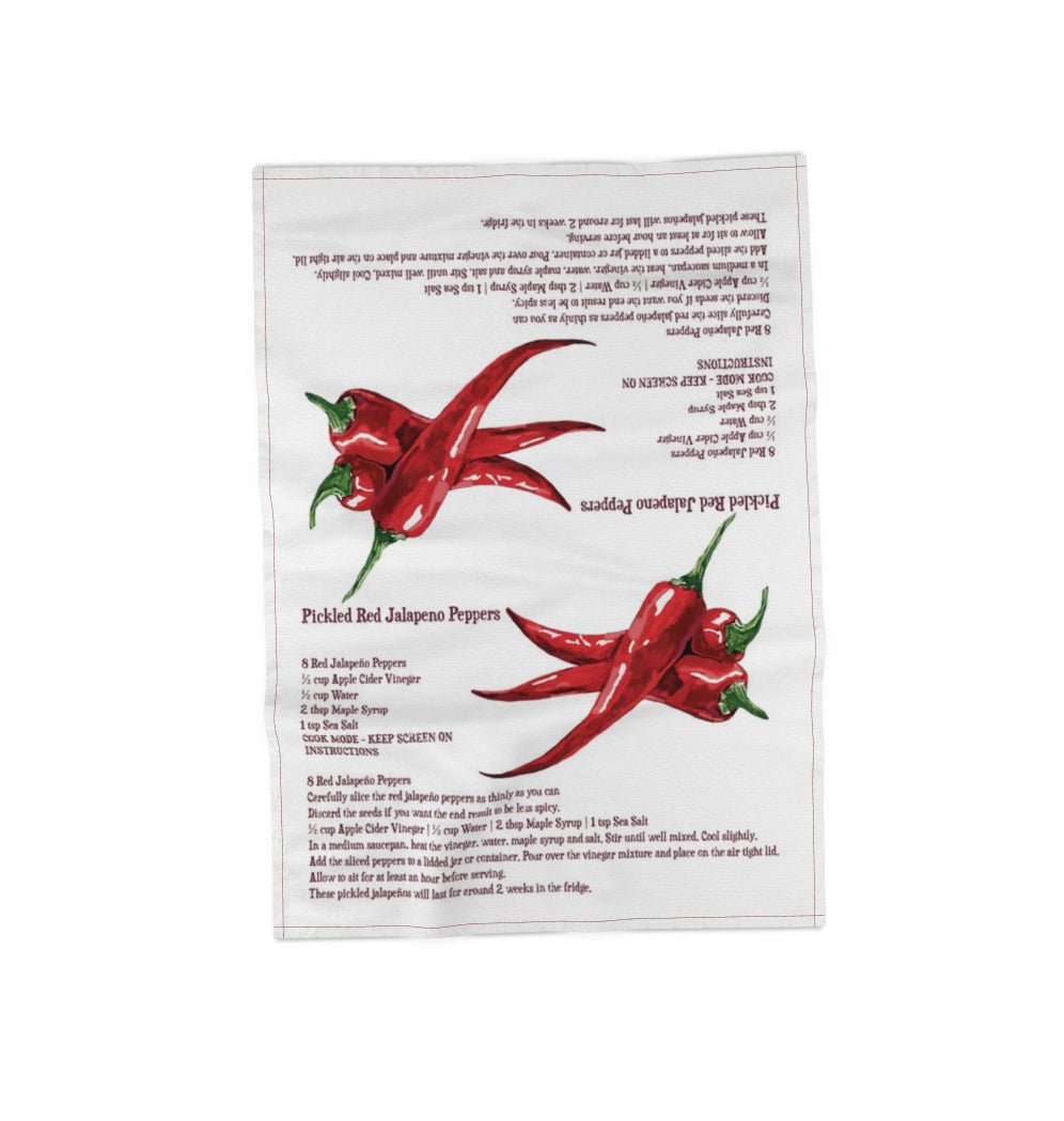 Pickled Red Jalapeño Pepper Recipe Towel - Blue Cava