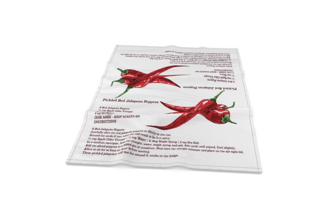 Pickled Red Jalapeño Pepper Recipe Towel - Blue Cava