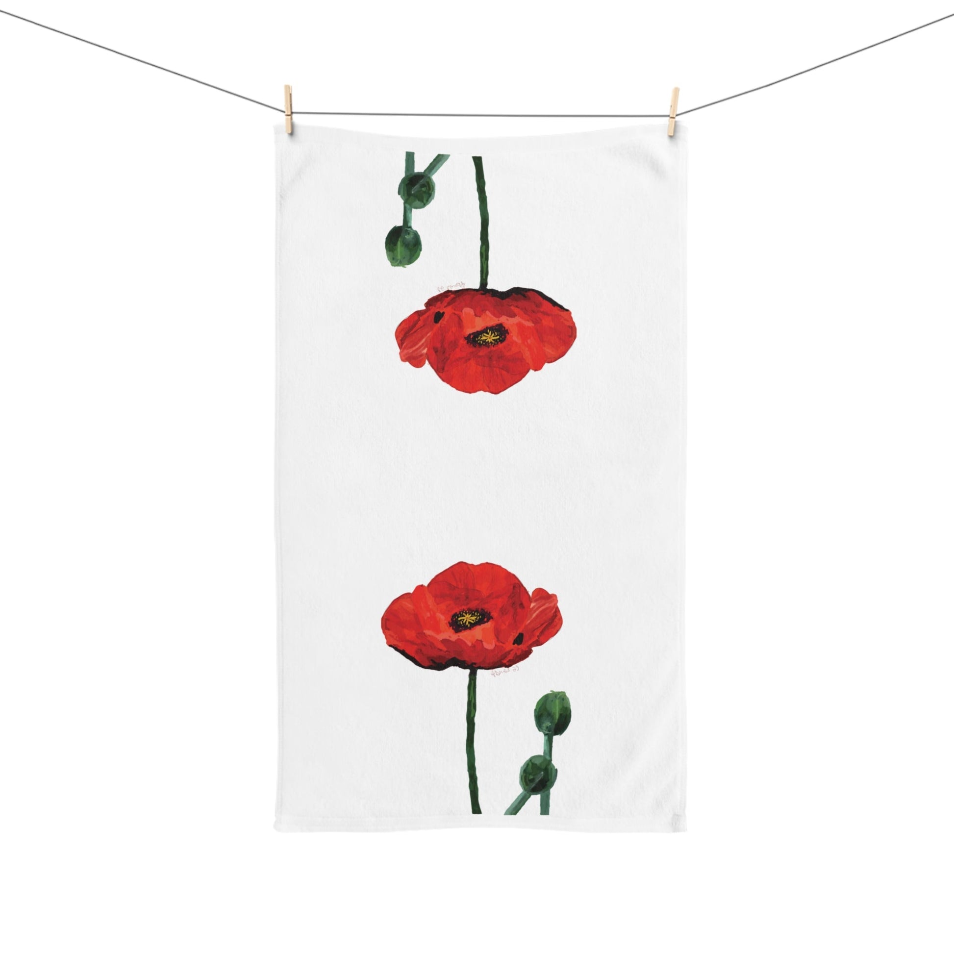 Poppy Hand Towel (Poly Cotton) - Blue Cava