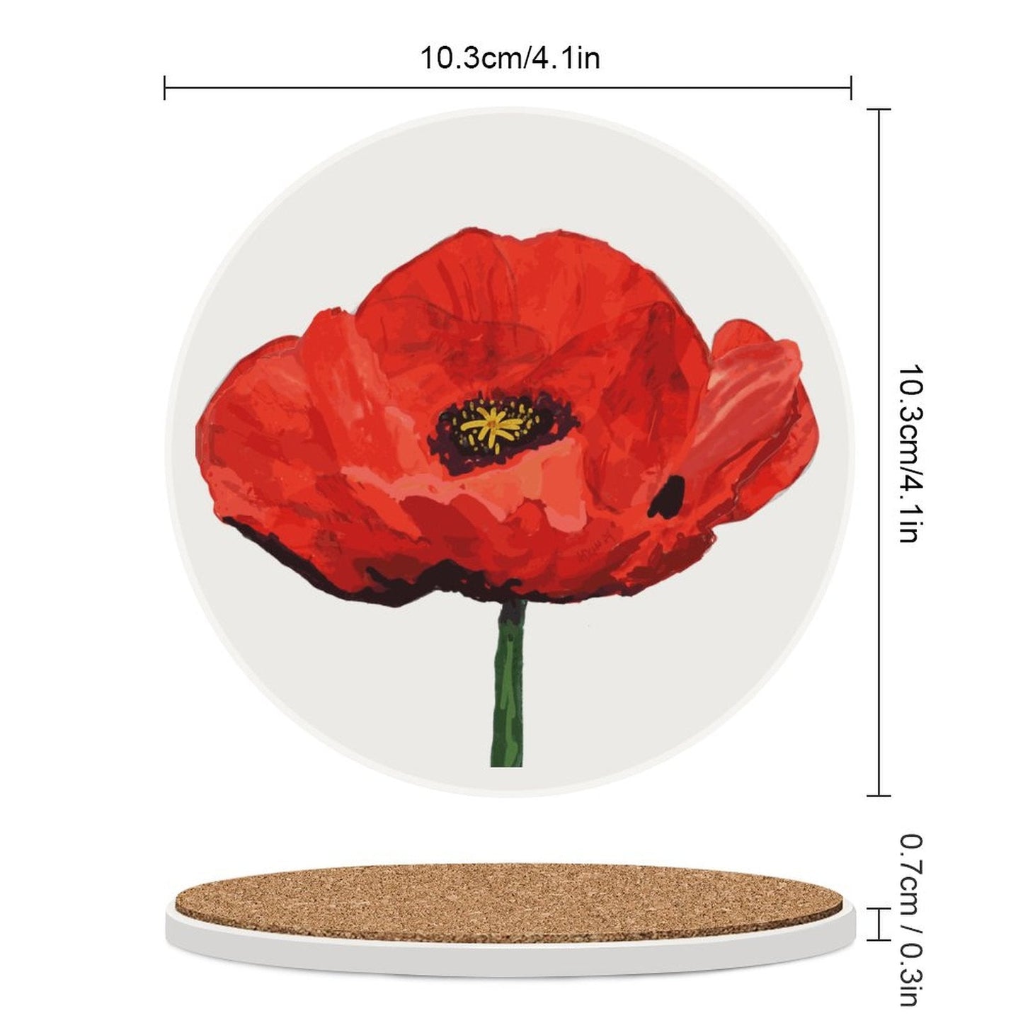 Poppy Round Ceramic Coaster Sets - Blue Cava