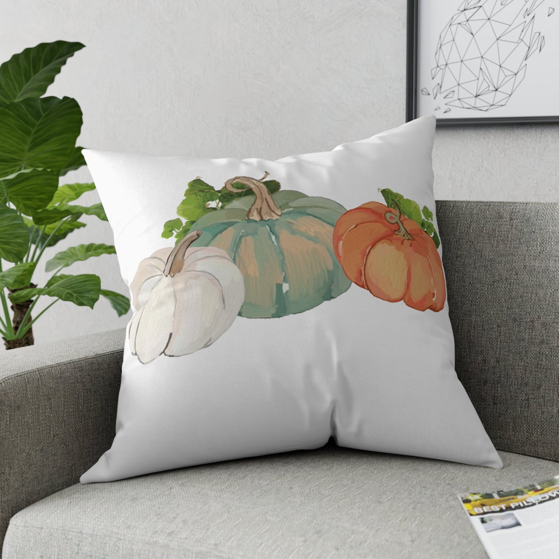 Pumpkin Harvest Broadcloth Pillow - Blue Cava