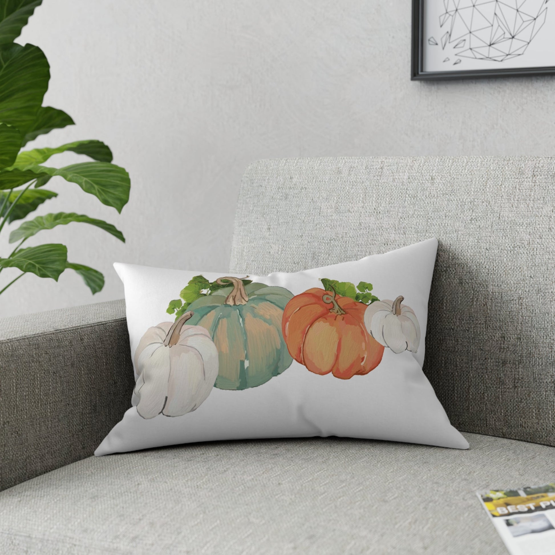 Pumpkin Harvest Broadcloth Pillow - Blue Cava