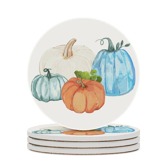 Pumpkin Harvest Ceramic Coaster - Blue Cava