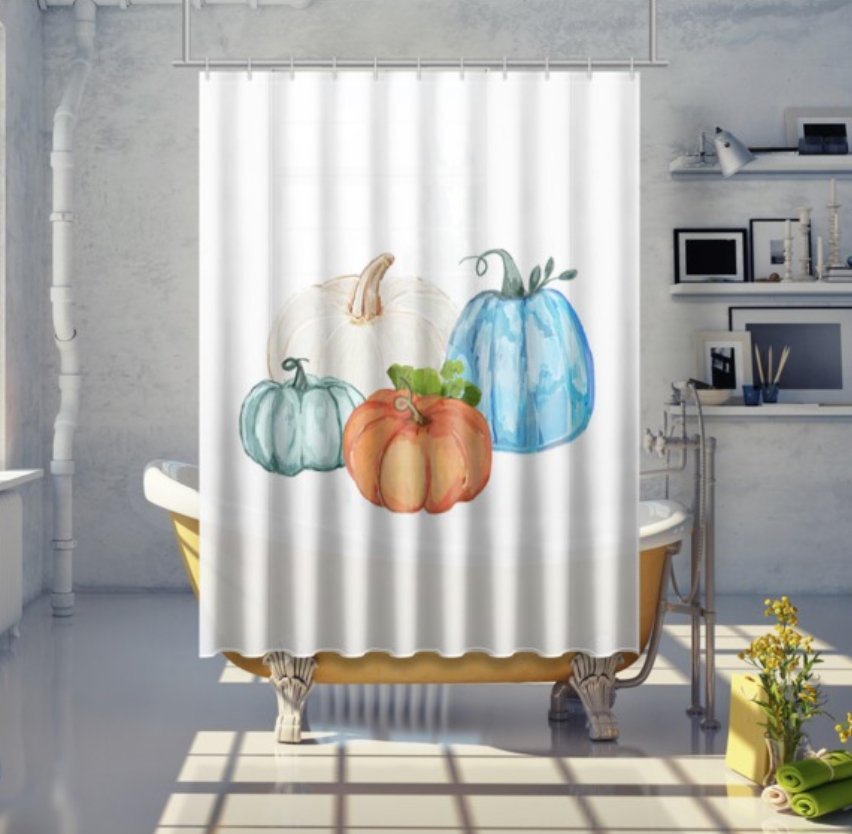 Pumpkin Shower Curtain - Blue Cava