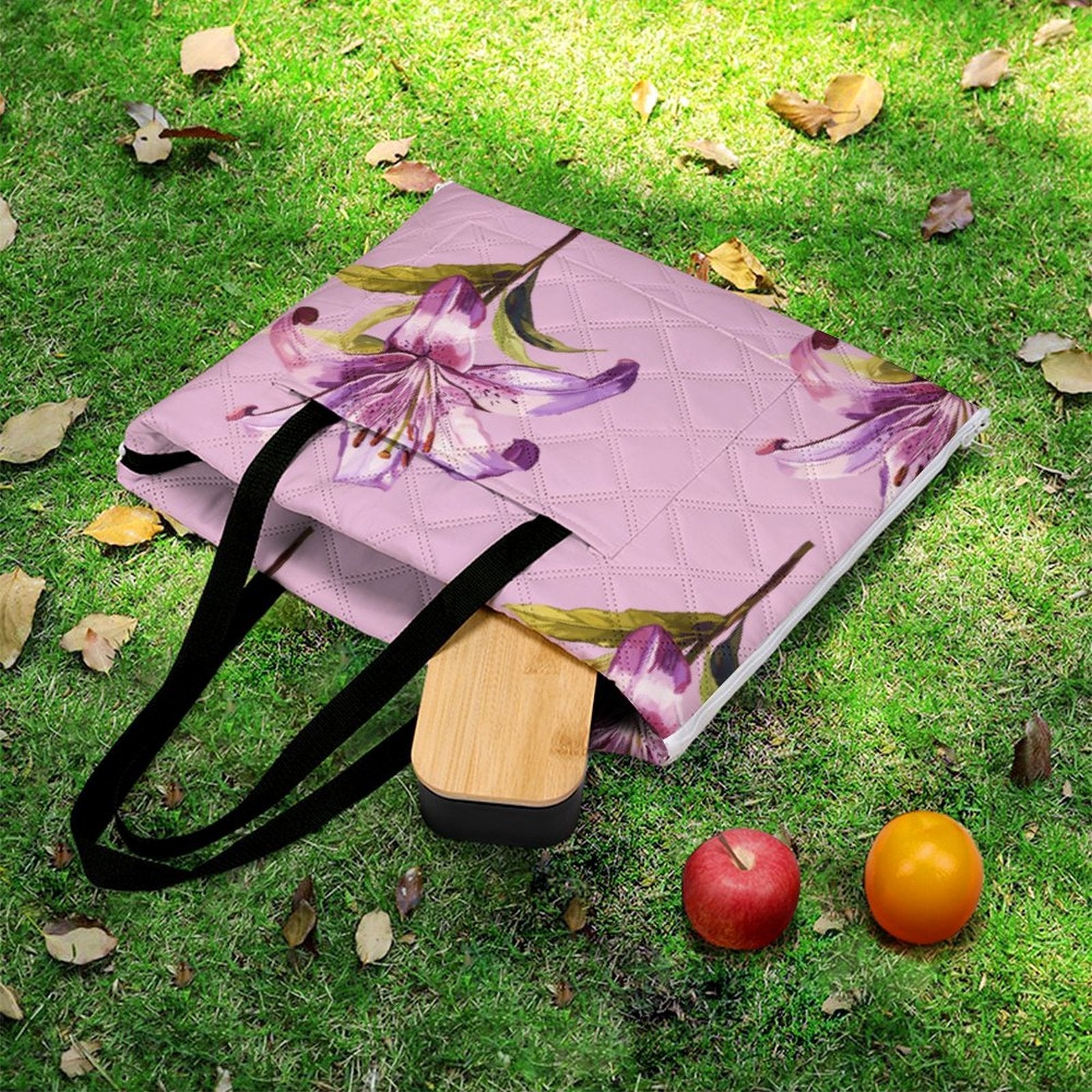 Purple Lily Zipper Foldable Picnic Mat - Blue Cava