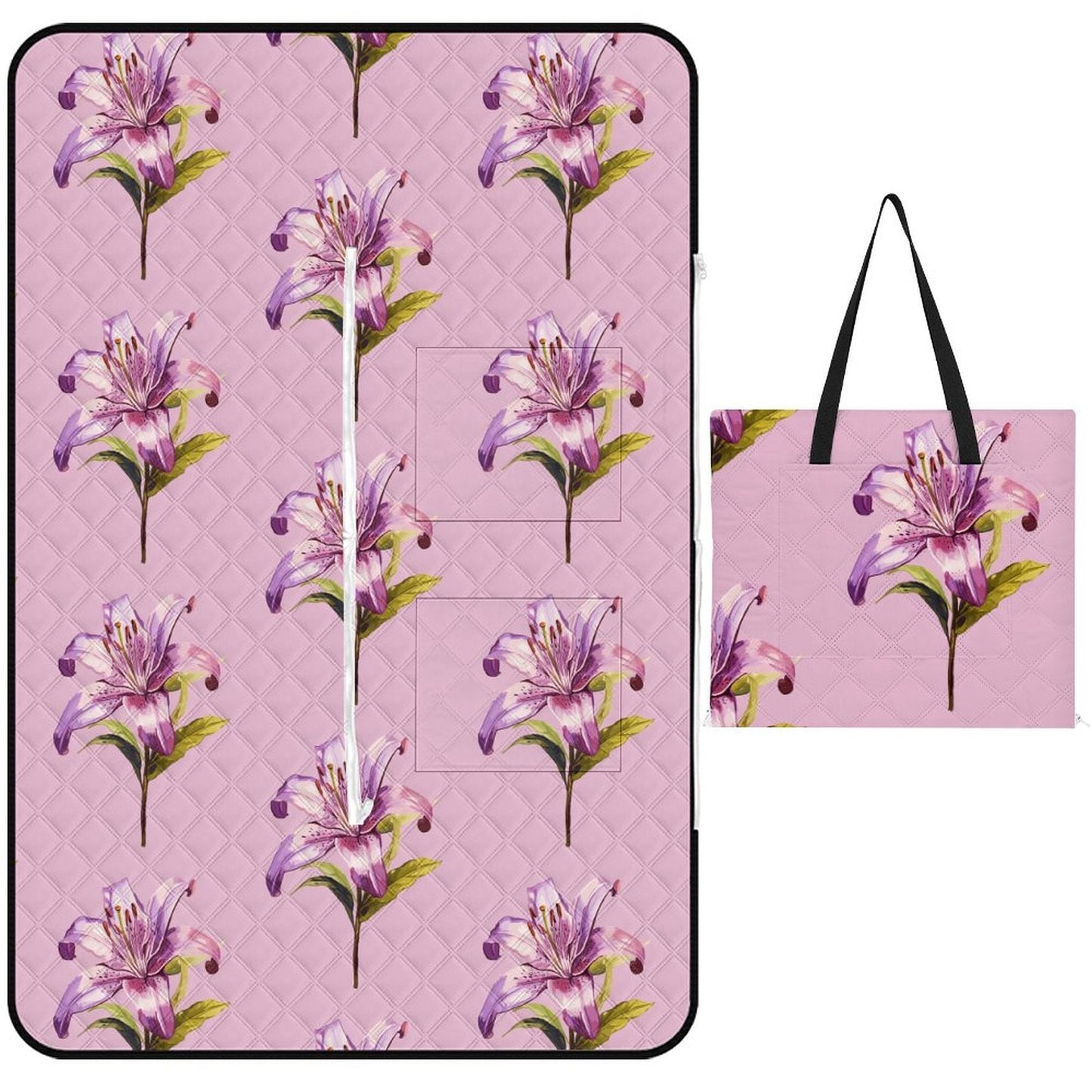 Purple Lily Zipper Foldable Picnic Mat - Blue Cava