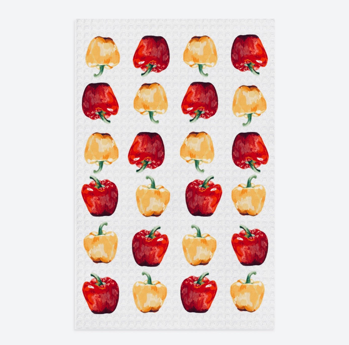 Red And Yellow Bell Peppers Microfiber Waffle Towel - Blue Cava