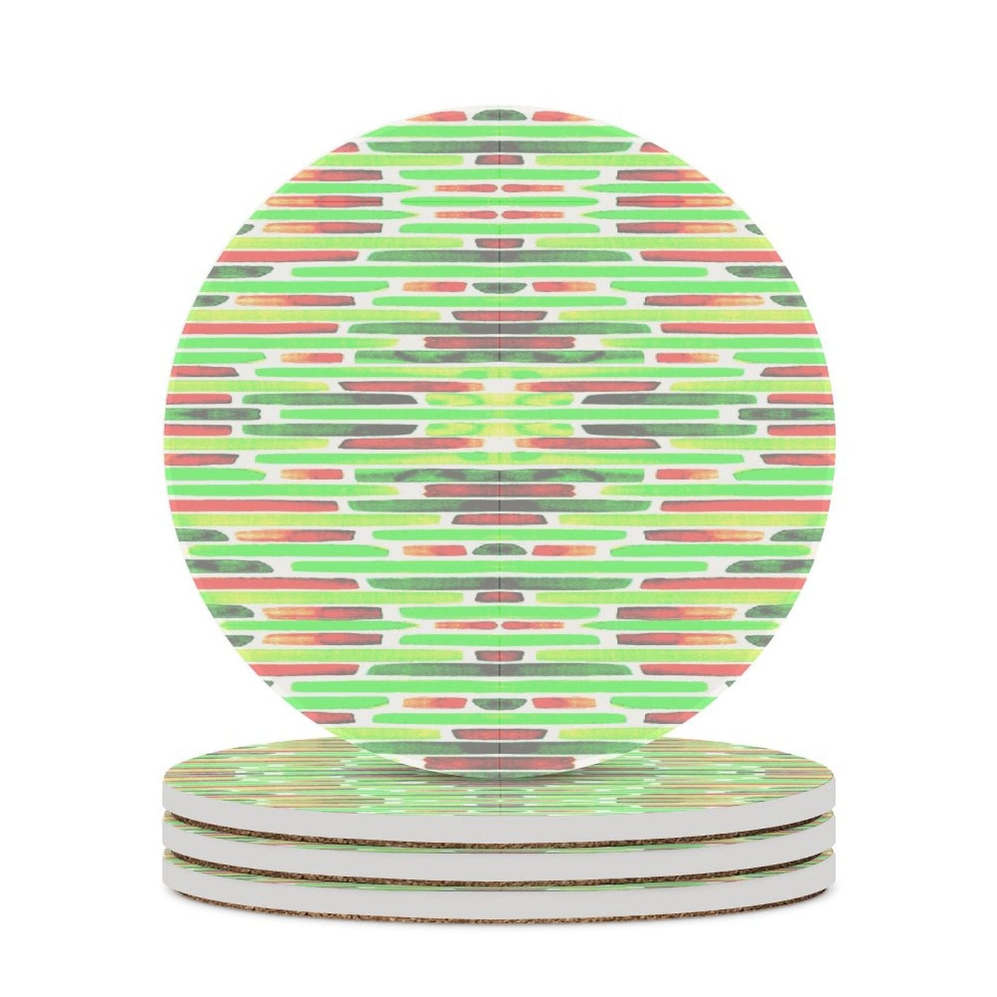 Red & Green Graphic Coaster Round Ceramic Coaster - Blue Cava