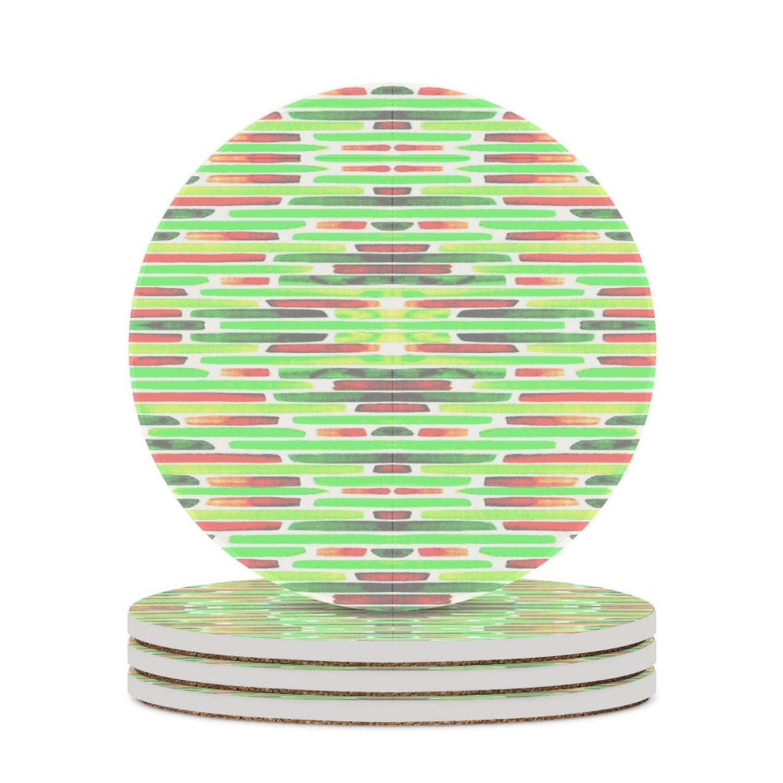 Red & Green Graphic Coaster Round Ceramic Coaster - Blue Cava