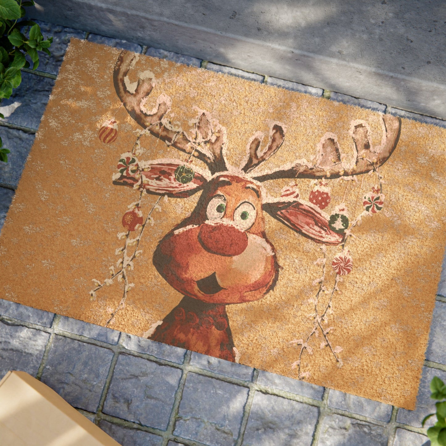 Reindeer Holiday Doormat - Blue Cava